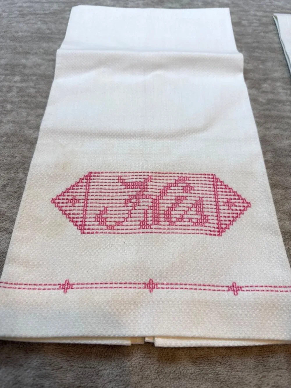 Vintage Pink Embroidered His & Hers Hand Towels